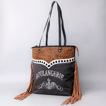 OHLAY OHV125 HOBO Upcycled Canvas Embossed Genuine Leather women bag western handbag purse
